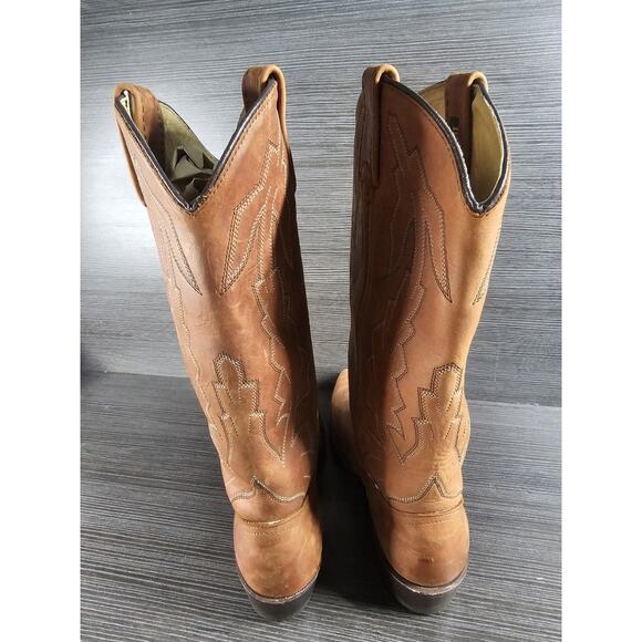 Vintage Dan Post Womens Marlboro Boot Size 7 M Tan Brown Leather Western P2552 - Picture 5 of 11